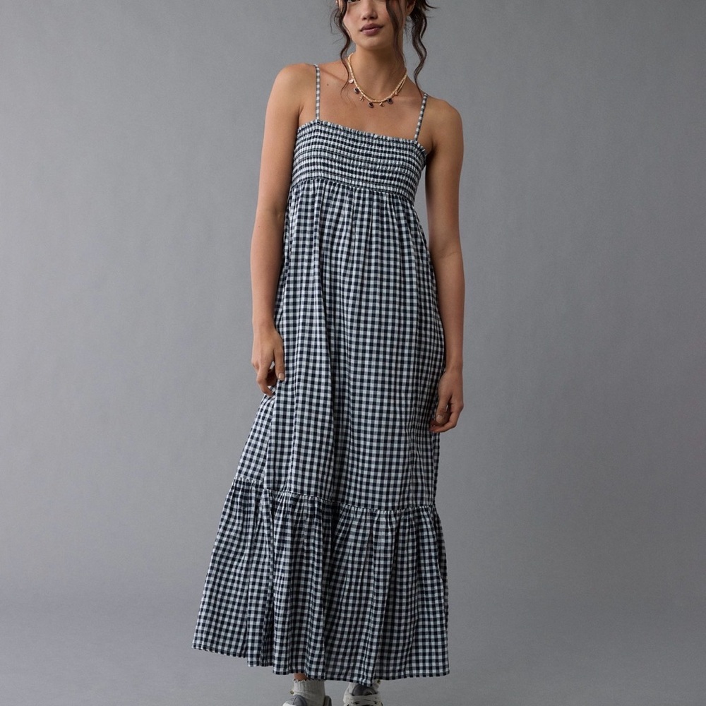 American Eagle Gingham Maxi Dress in Black and White